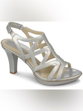 NIB Naturalizer Danya Silver Metallic Strappy Platform Sandals Sz 8